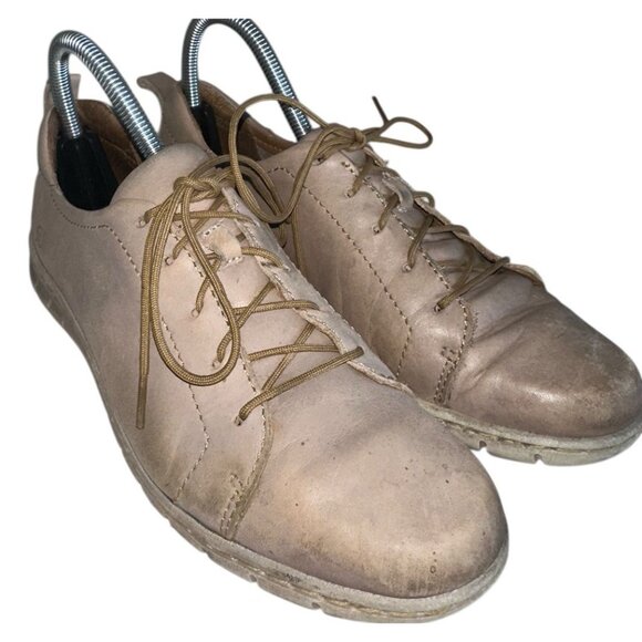 Born Kester Lace Up Oxfords Womens 8 Light Gray Leather Comfort - Picture 1 of 10
